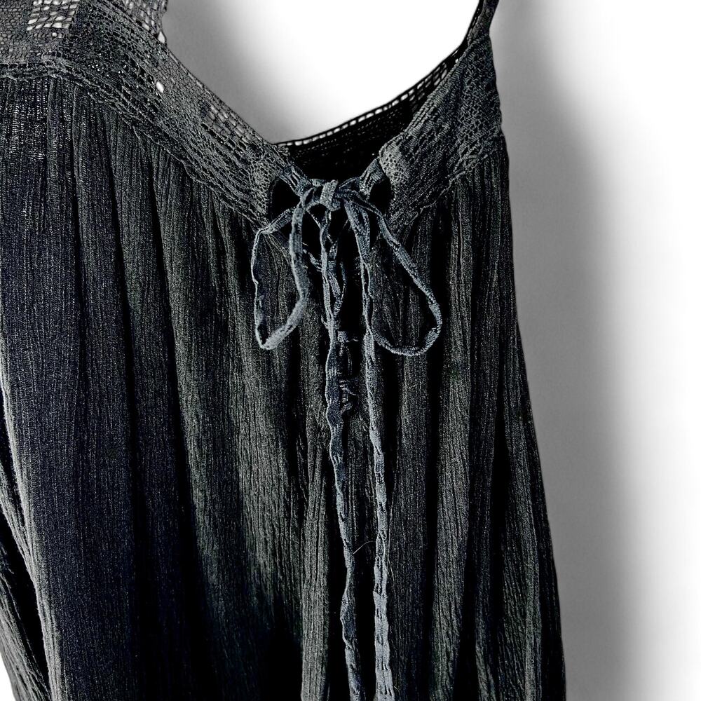 Free People Sweet Thing Bohemian Tunic Dress Witchy XS Black Crochet Whimsygoth - Picture 9 of 9